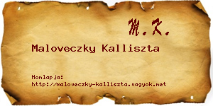 Maloveczky Kalliszta névjegykártya